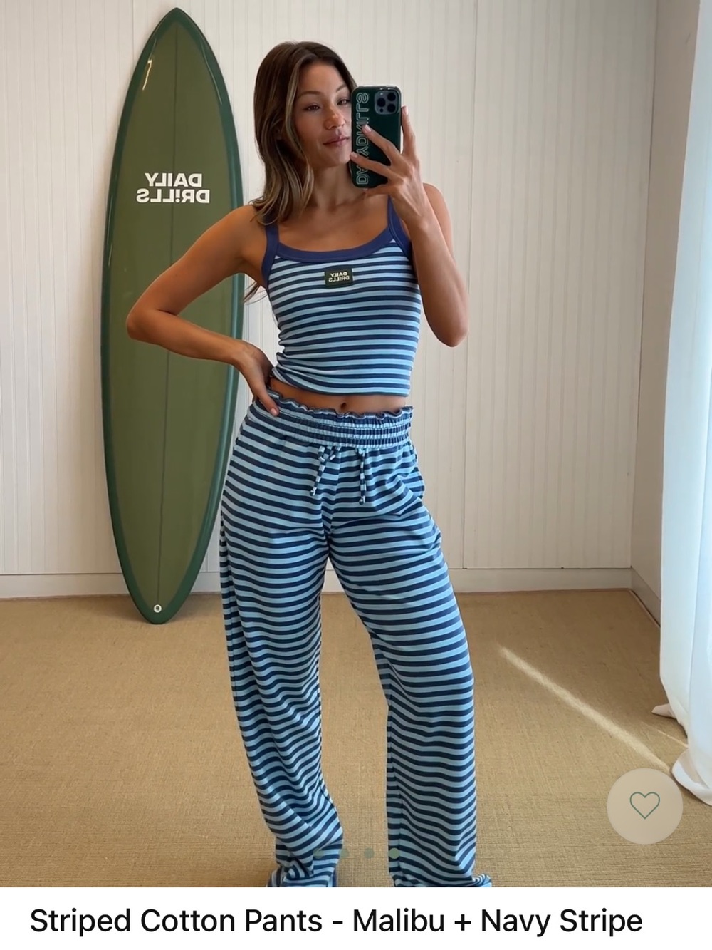 Daily Drills Striped Cotton Pants - Malibu + Navy Stripe
